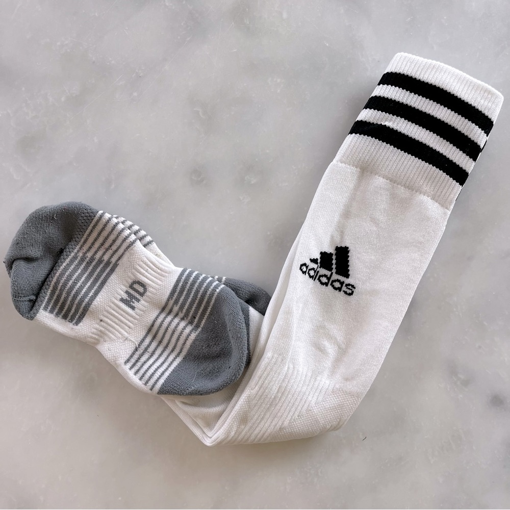 Adidas soccer socks. White/blacks Unisex. Small. Shoe size 3 - Picture 2 of 8